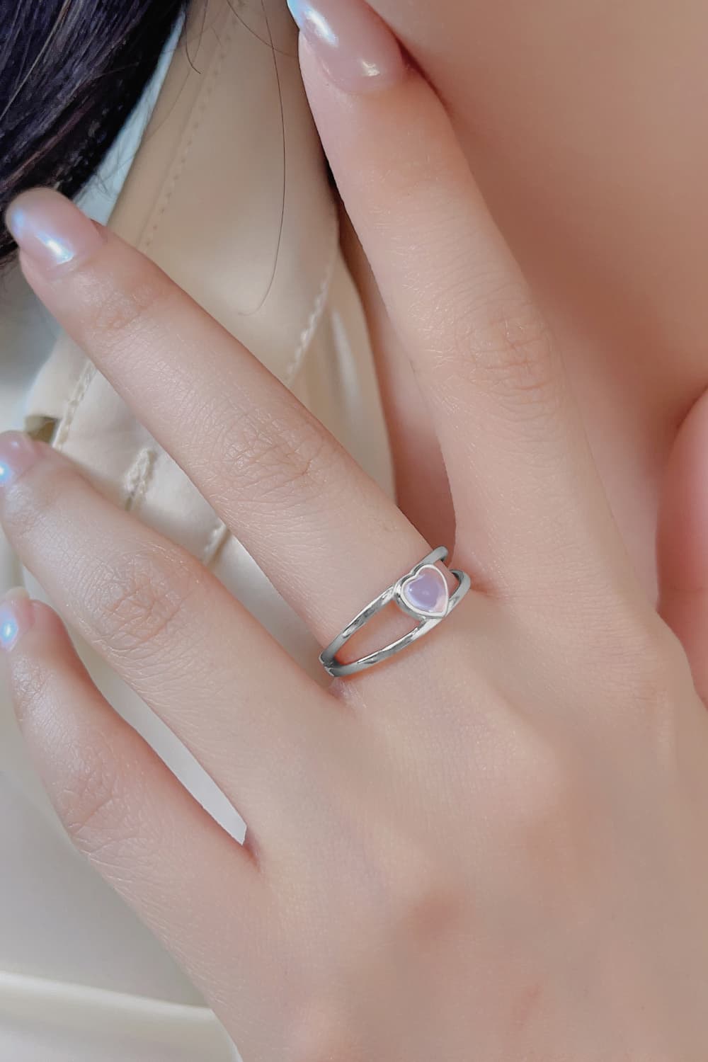 Moonstone Heart 925 Sterling Silver Ring BLUE ZONE PLANET