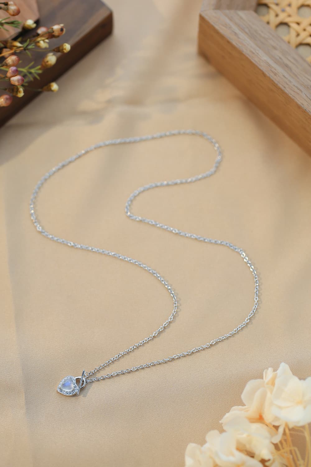 Moonstone Heart Lock Pendant Necklace BLUE ZONE PLANET