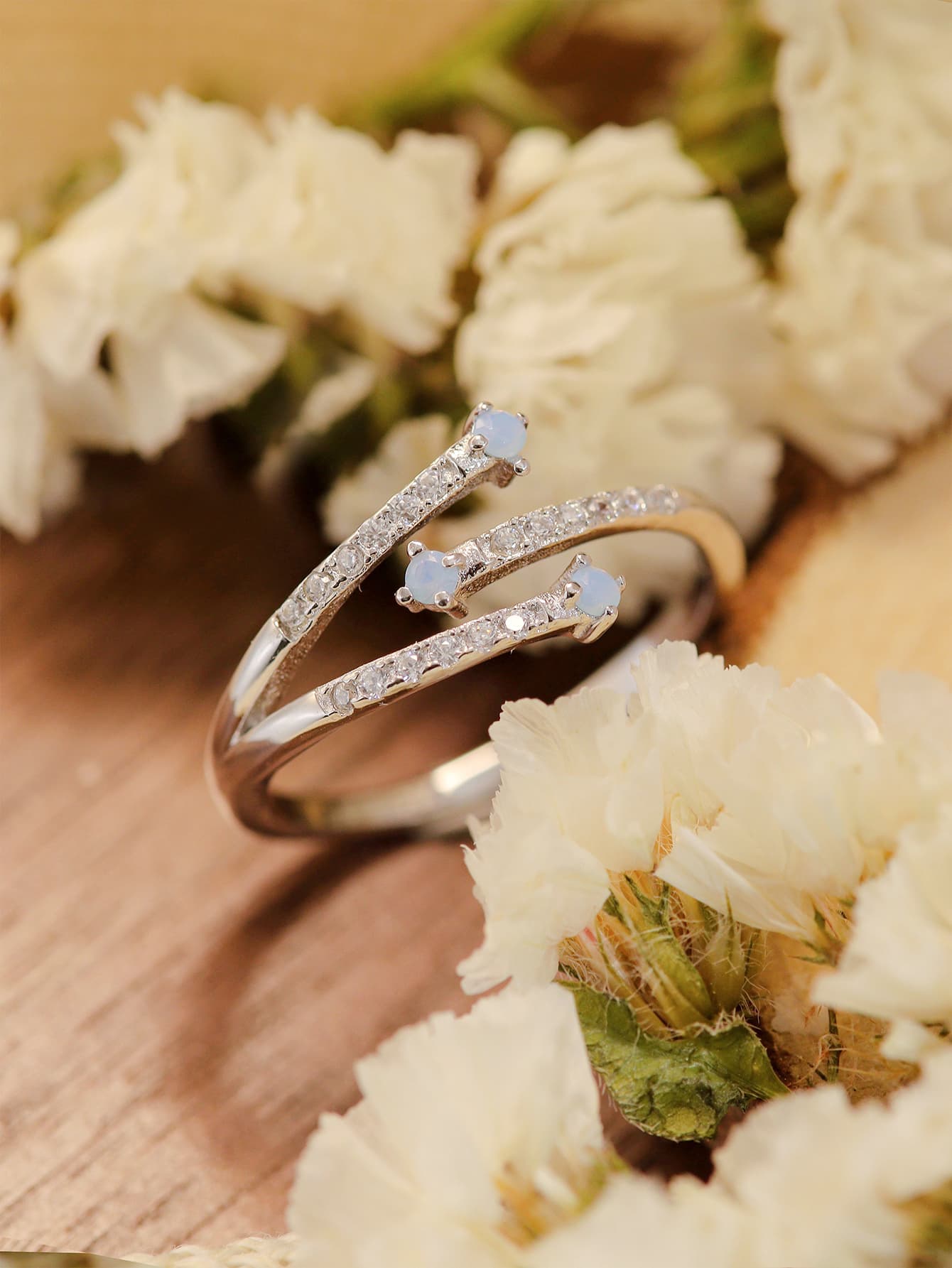 Moonstone Platinum-Plated Ring BLUE ZONE PLANET