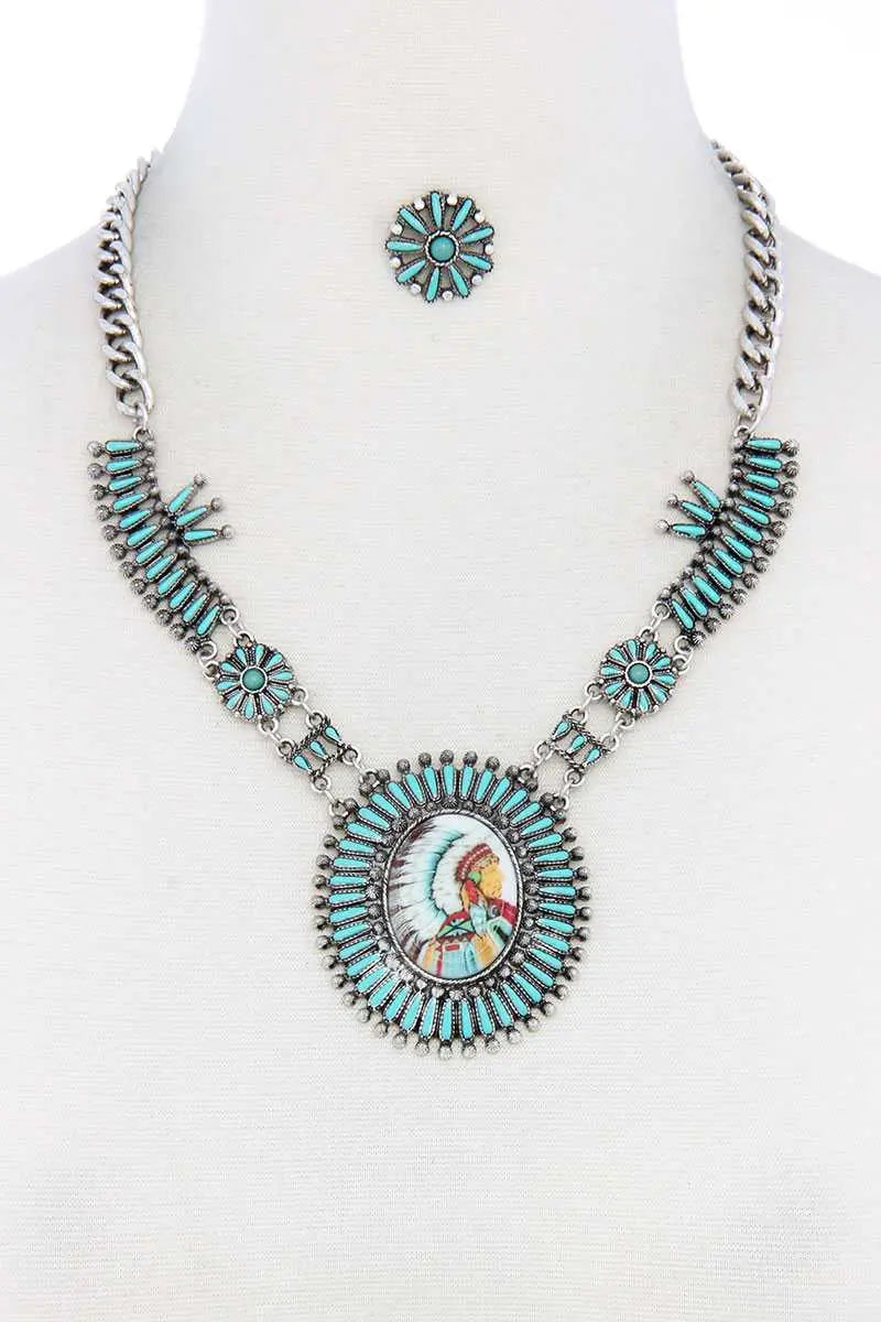 Multi Color Indigenous Pendant Necklace Blue Zone Planet