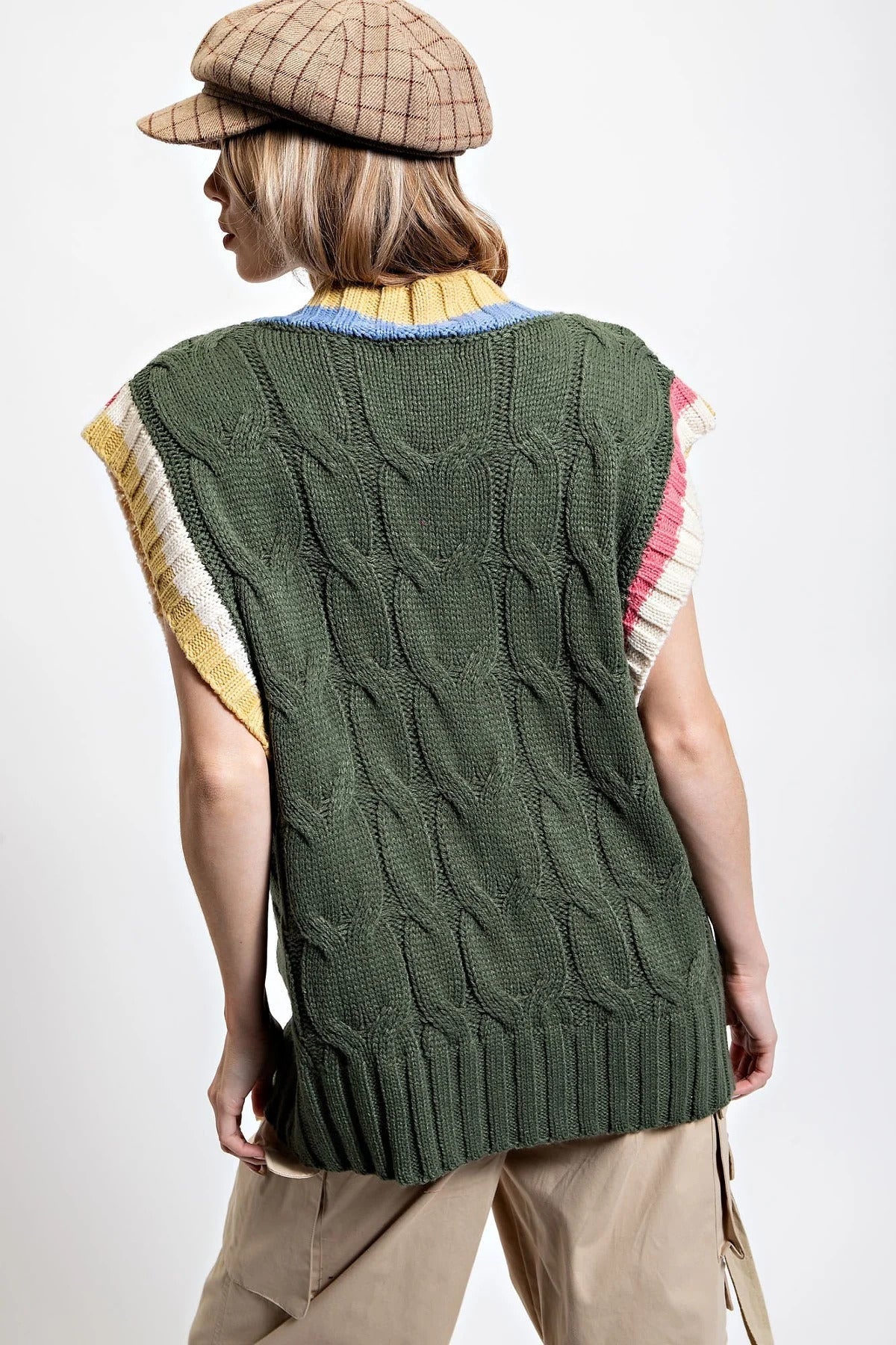Multi Color Knitted Sweater Vest Blue Zone Planet