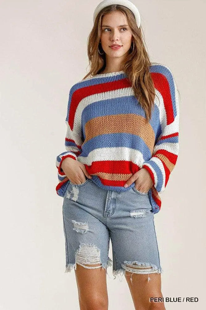 Multicolored Striped Sweater Blue Zone Planet