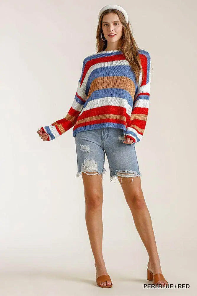 Multicolored Striped Sweater Blue Zone Planet