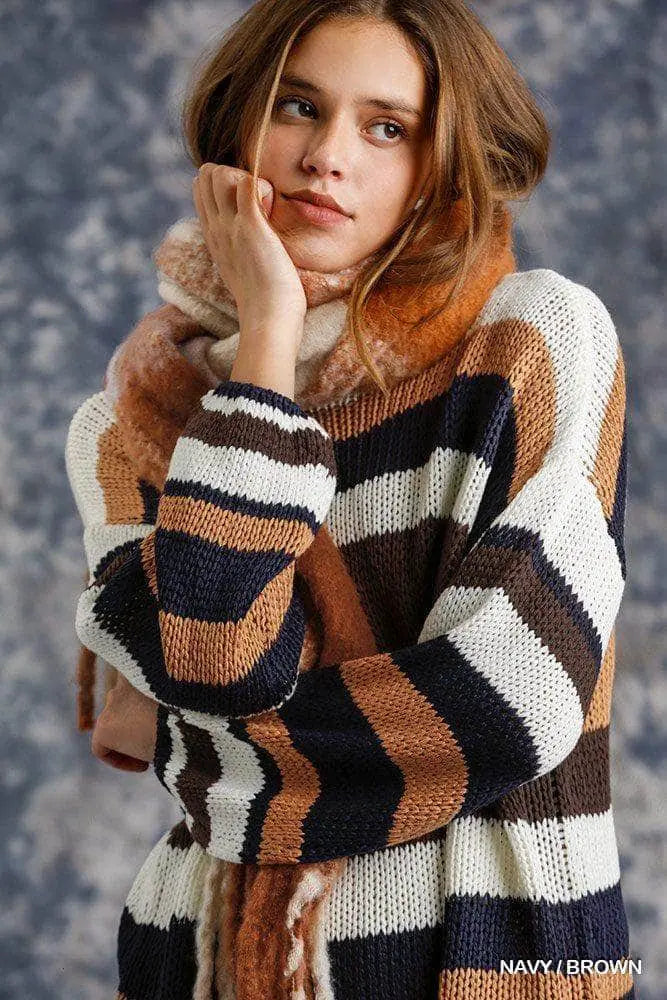 Multicolored Striped Sweater Blue Zone Planet