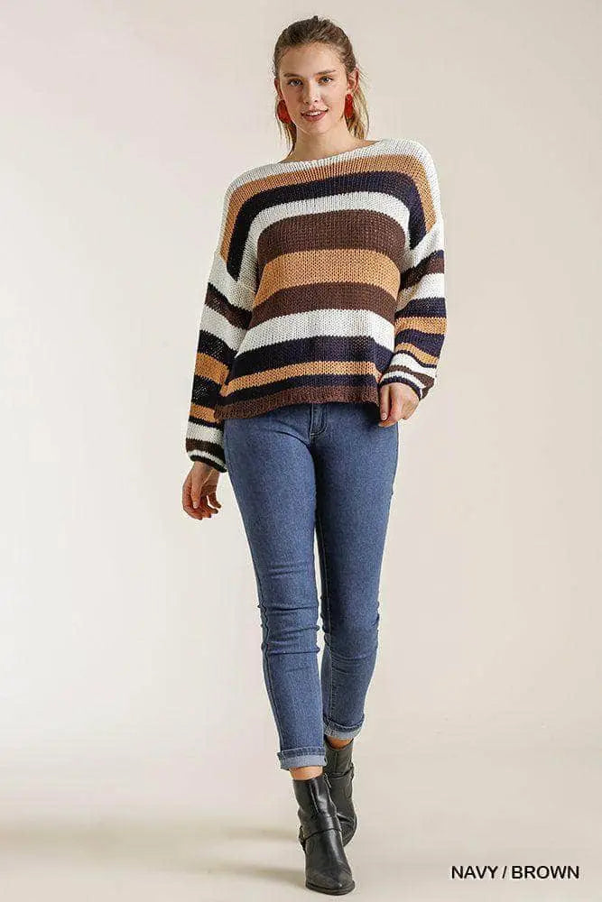 Multicolored Striped Sweater Blue Zone Planet
