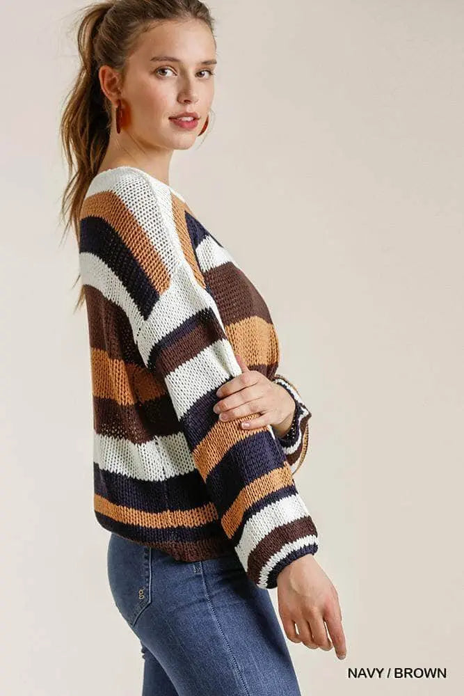 Multicolored Striped Sweater Blue Zone Planet