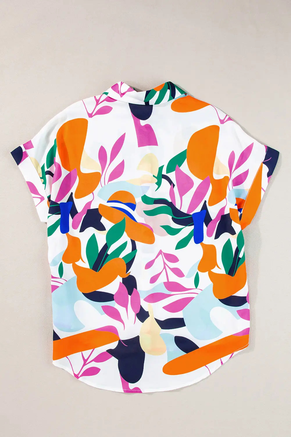 Multicolour Abstract Leafy Print Short Sleeve Shirt Blue Zone Planet