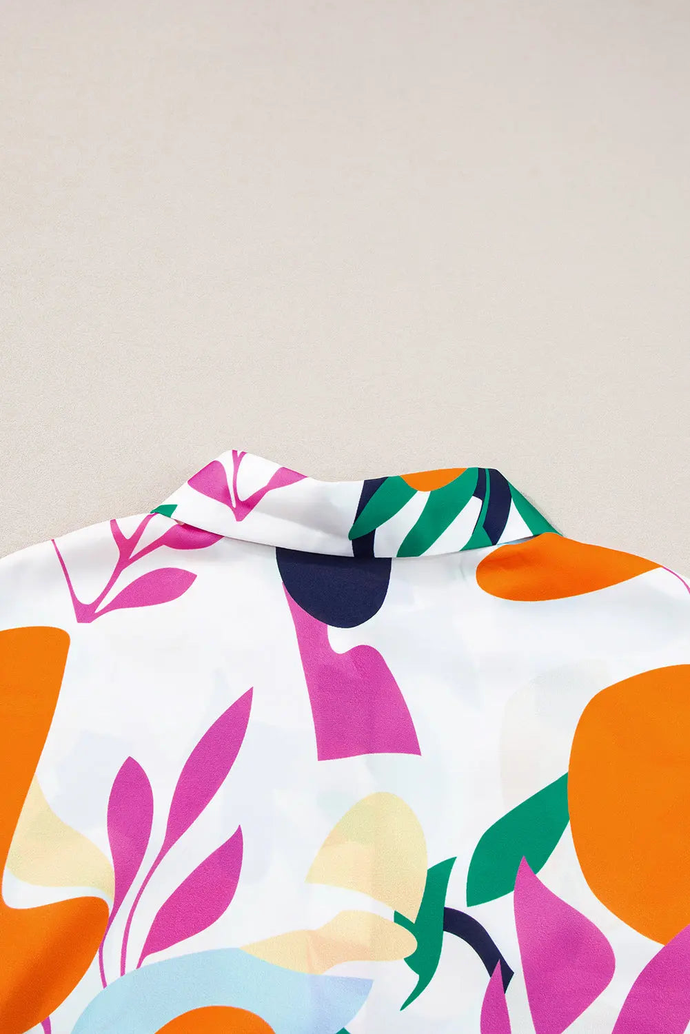Multicolour Abstract Leafy Print Short Sleeve Shirt Blue Zone Planet