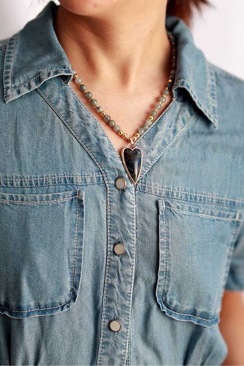 Natural Stone Pendant Beaded Necklace BLUE ZONE PLANET