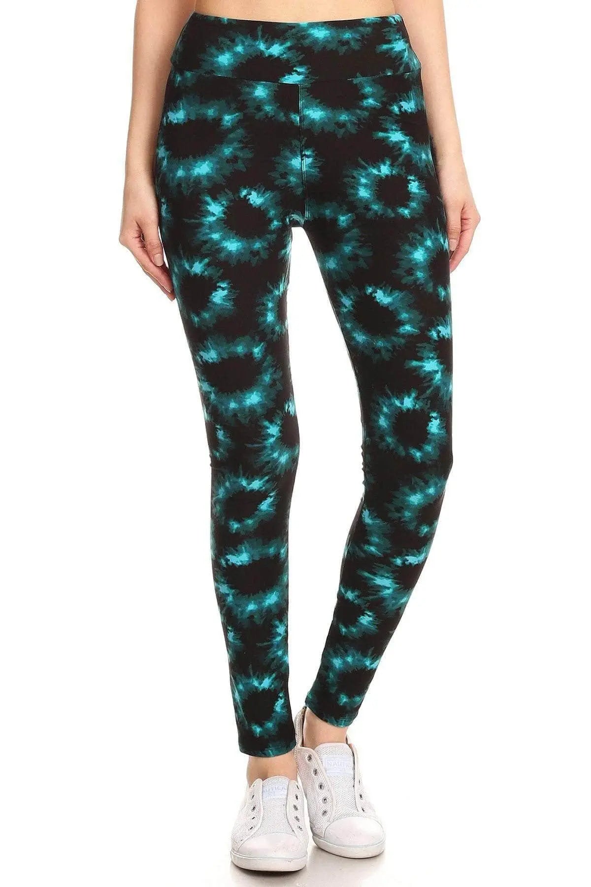 Neon Green Tie-Dye Yoga Leggings Blue Zone Planet