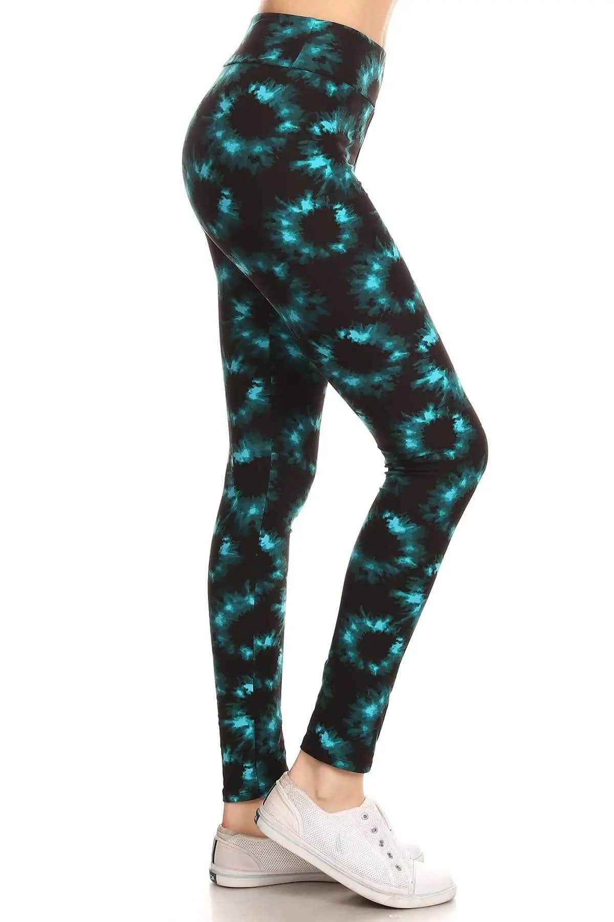 Neon Green Tie-Dye Yoga Leggings Blue Zone Planet