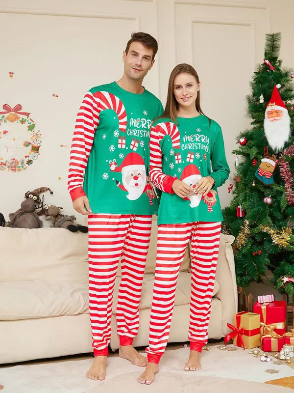 New cartoon Santa Claus letter print parent-child Christmas pajamas home wear set (dad style) kakaclo