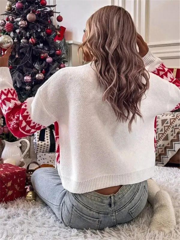 New loose, simple and versatile round neck knitted pullover Christmas sweater kakaclo