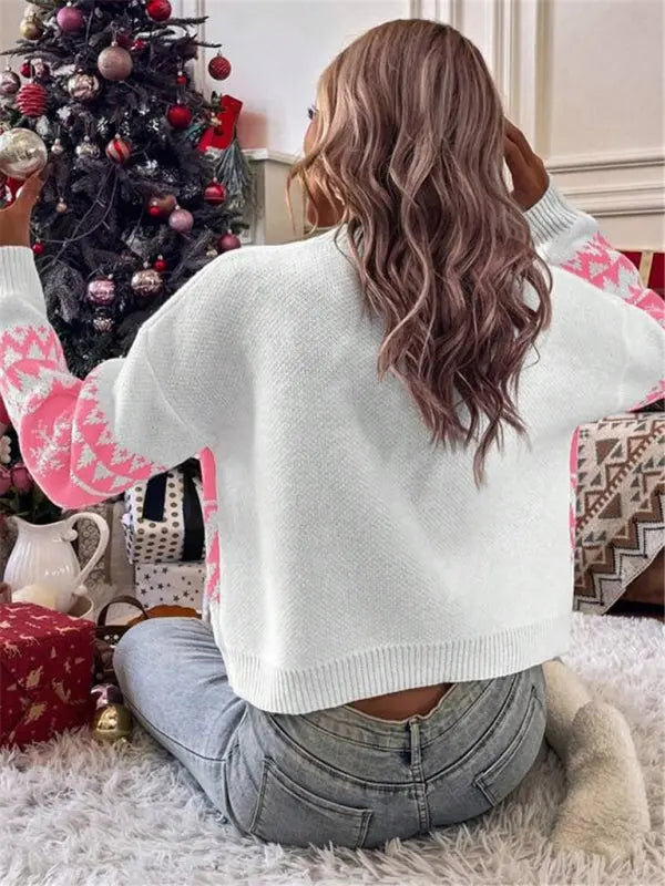 New loose, simple and versatile round neck knitted pullover Christmas sweater kakaclo