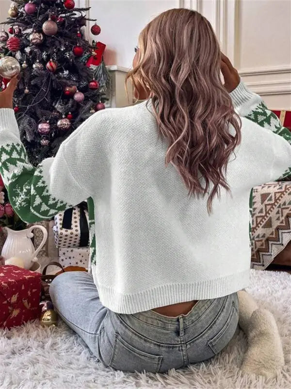 New loose, simple and versatile round neck knitted pullover Christmas sweater kakaclo