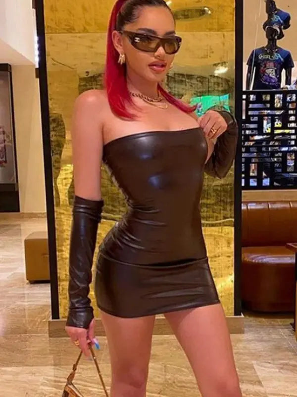 New sexy PU tube top waist bag hip sleeve women's dress kakaclo