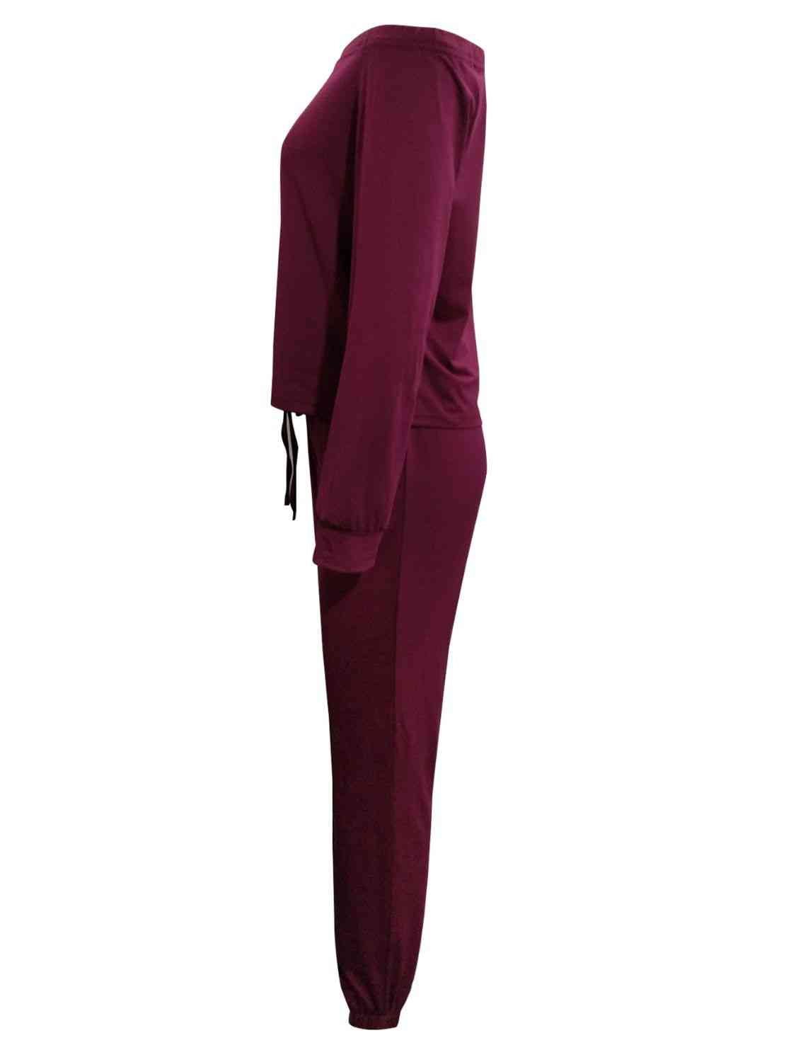 Off-Shoulder Top and Pants Set BLUE ZONE PLANET