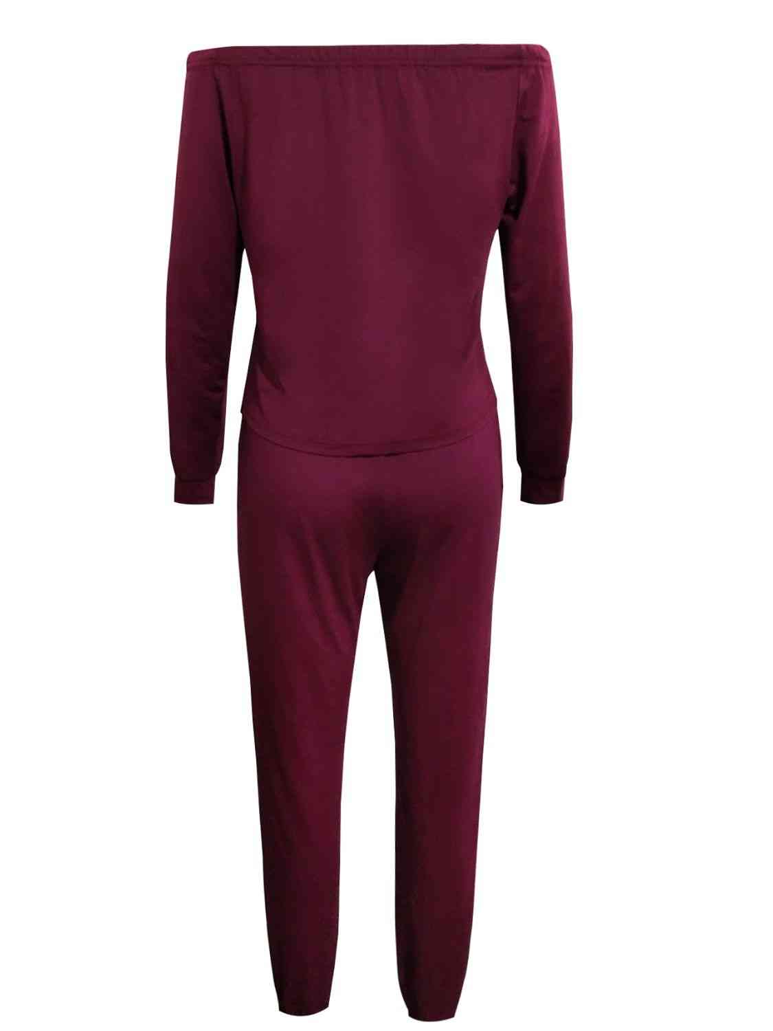 Off-Shoulder Top and Pants Set BLUE ZONE PLANET