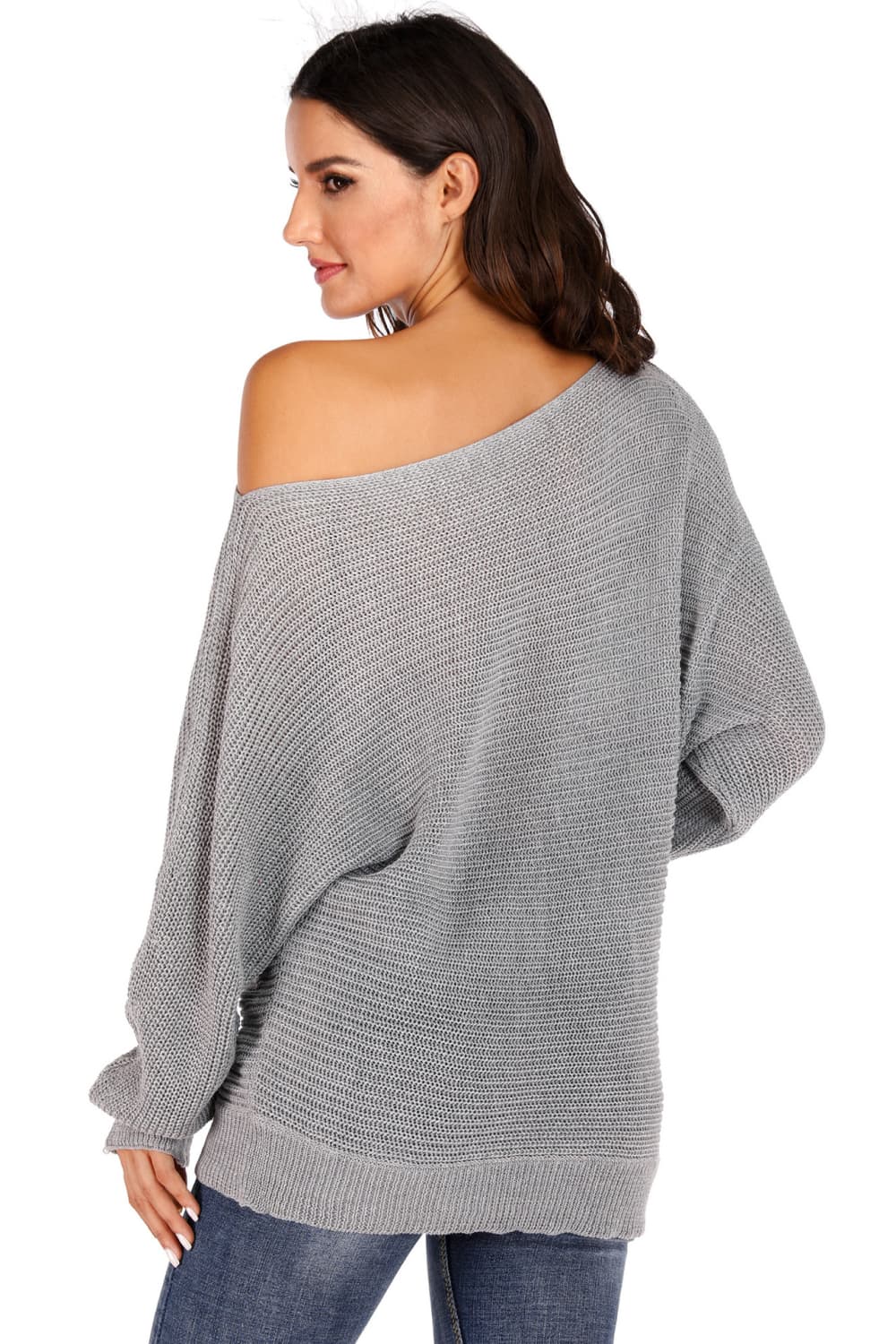One Shoulder Dolman Sleeve Sweater BLUE ZONE PLANET