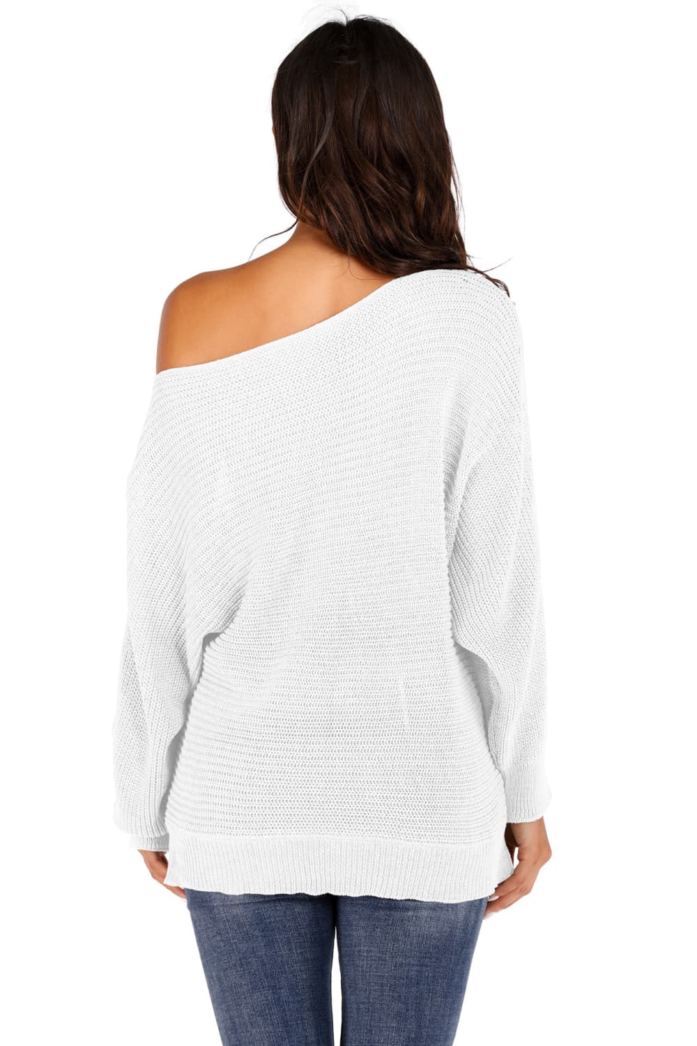 One Shoulder Dolman Sleeve Sweater BLUE ZONE PLANET
