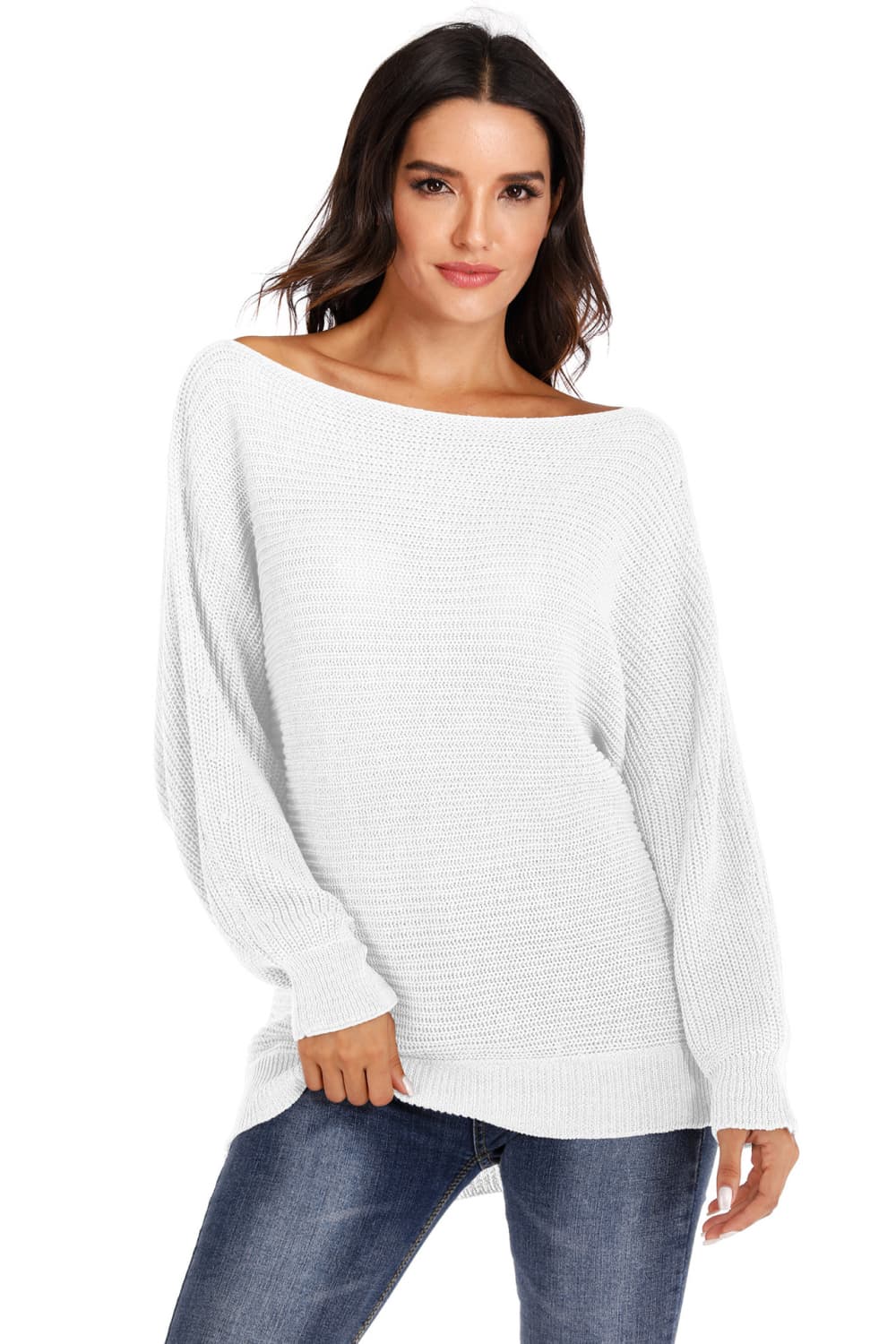 One Shoulder Dolman Sleeve Sweater BLUE ZONE PLANET