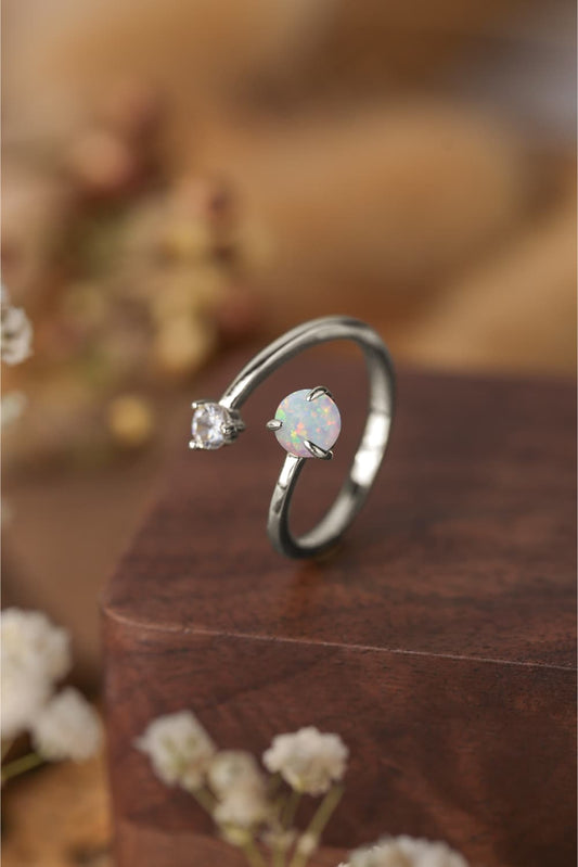 Opal 925 Sterling Silver Bypass Ring BLUE ZONE PLANET