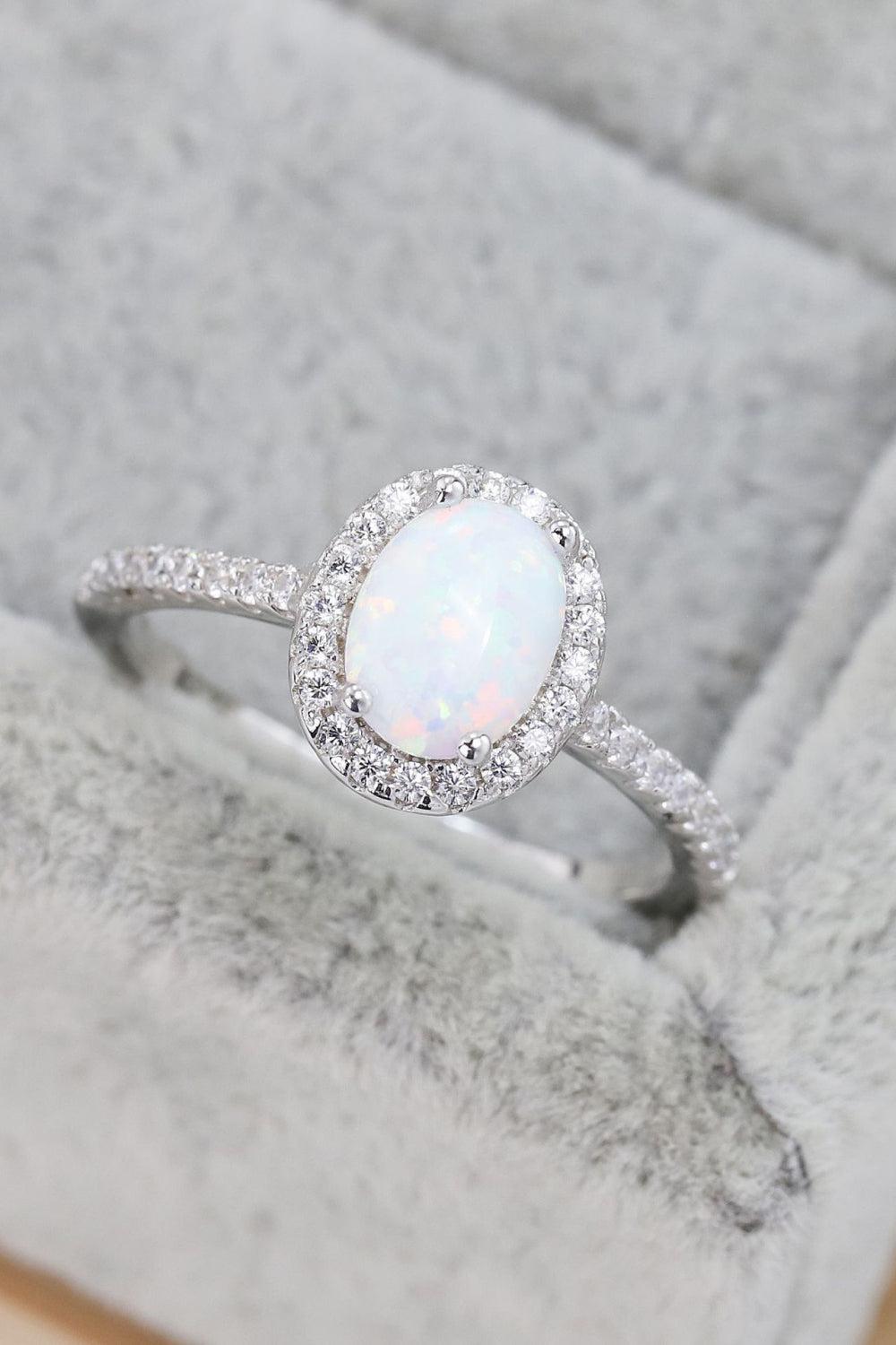 Opal 925 Sterling Silver Halo Ring BLUE ZONE PLANET