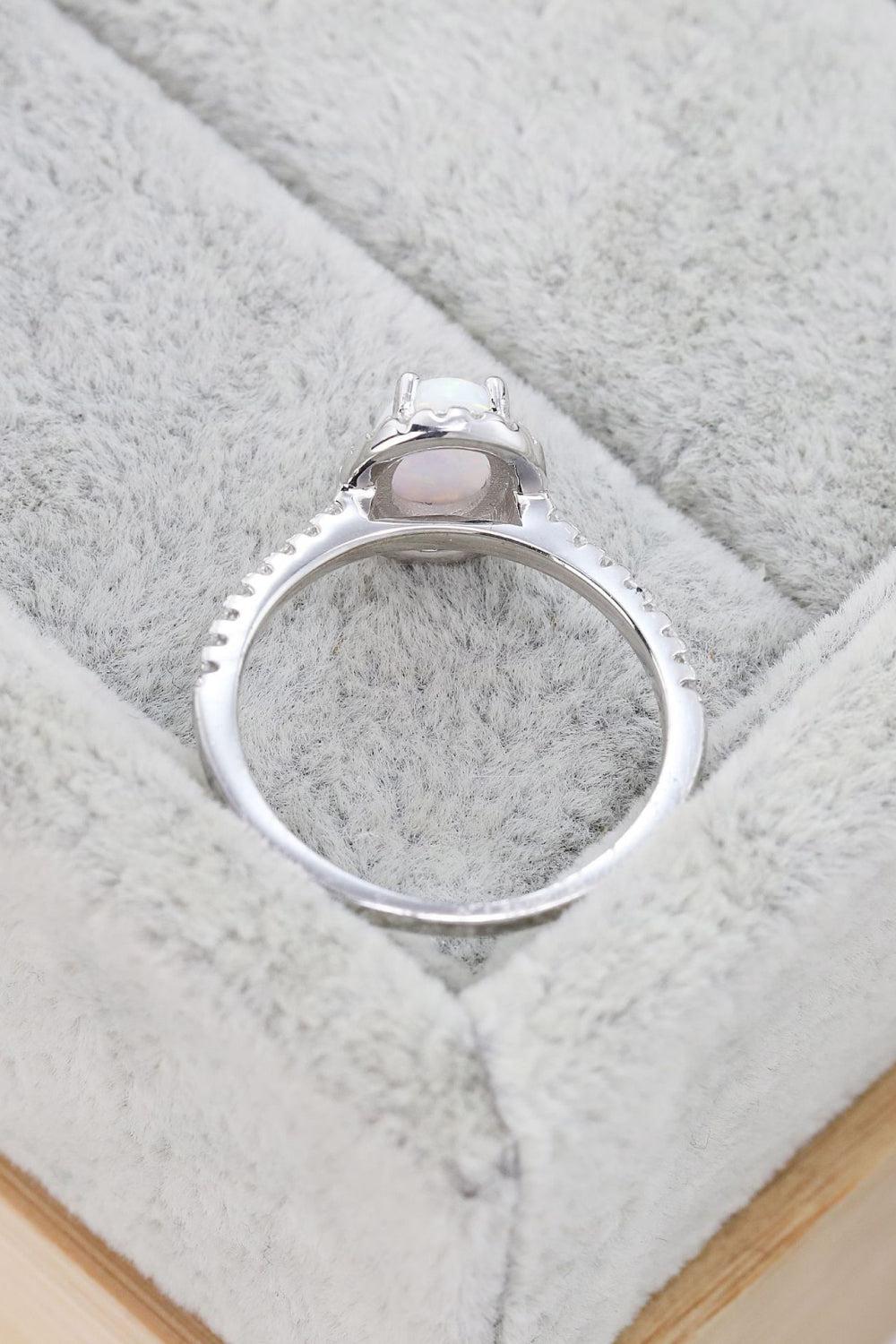 Opal 925 Sterling Silver Halo Ring BLUE ZONE PLANET