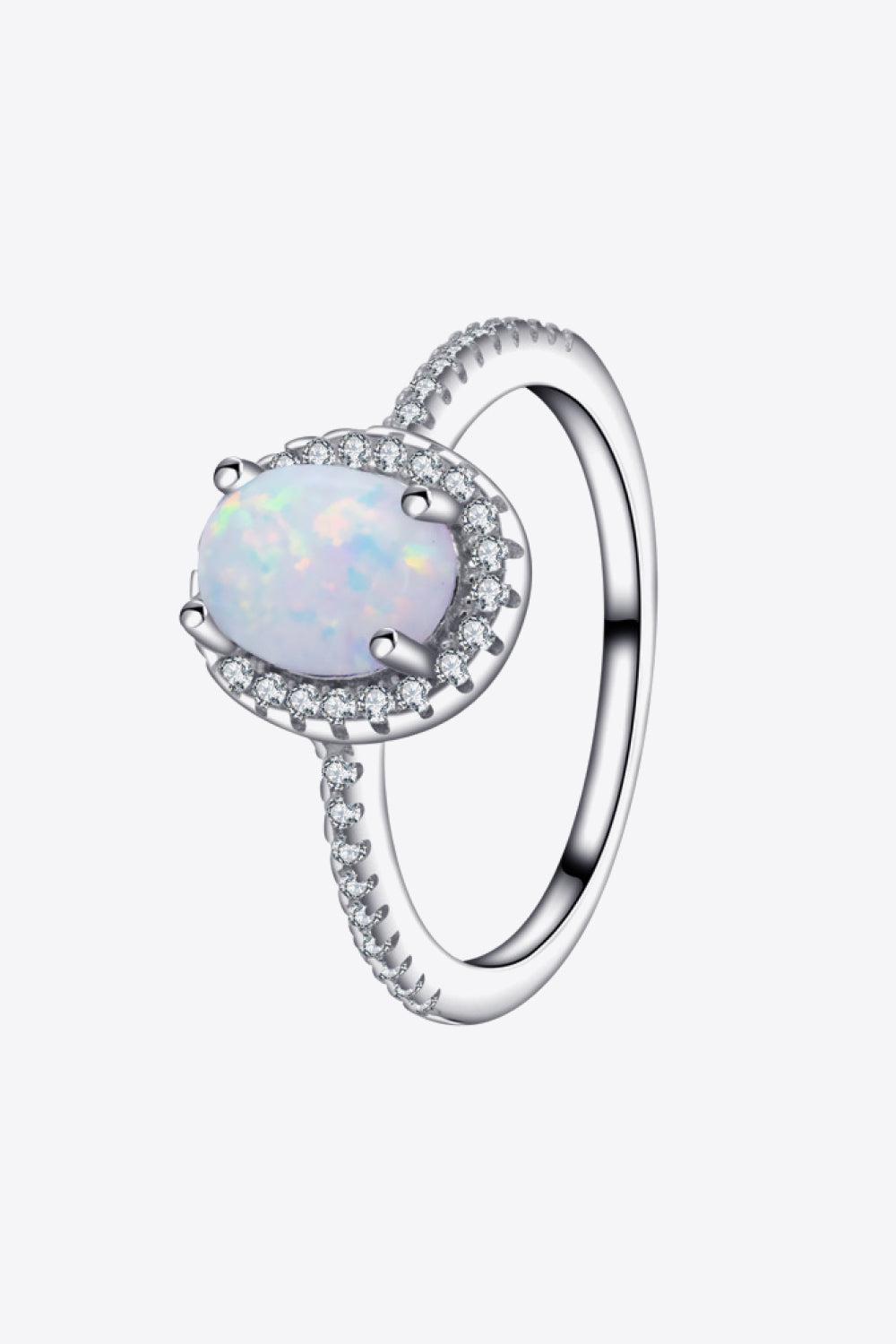 Opal 925 Sterling Silver Halo Ring BLUE ZONE PLANET