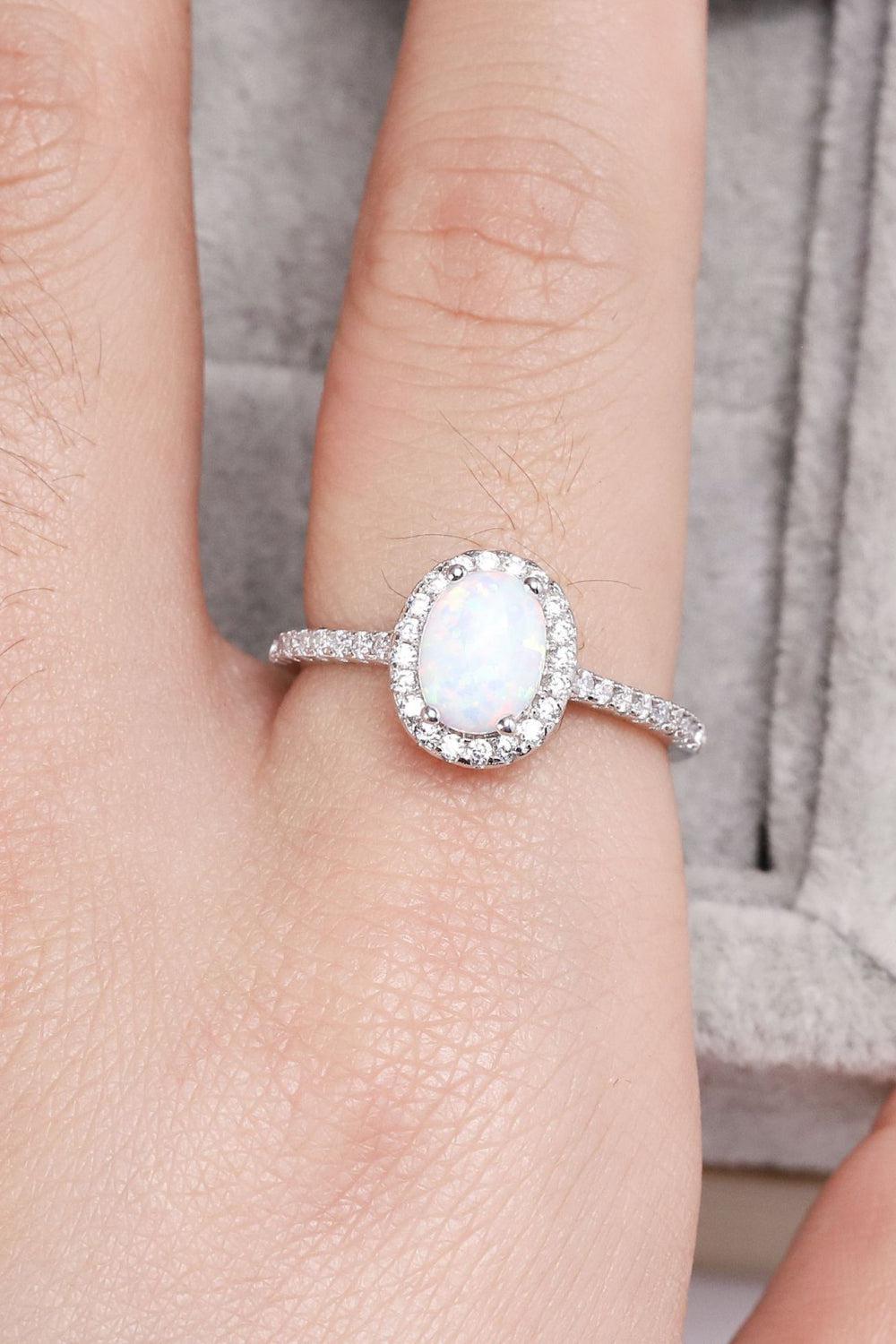 Opal 925 Sterling Silver Halo Ring BLUE ZONE PLANET
