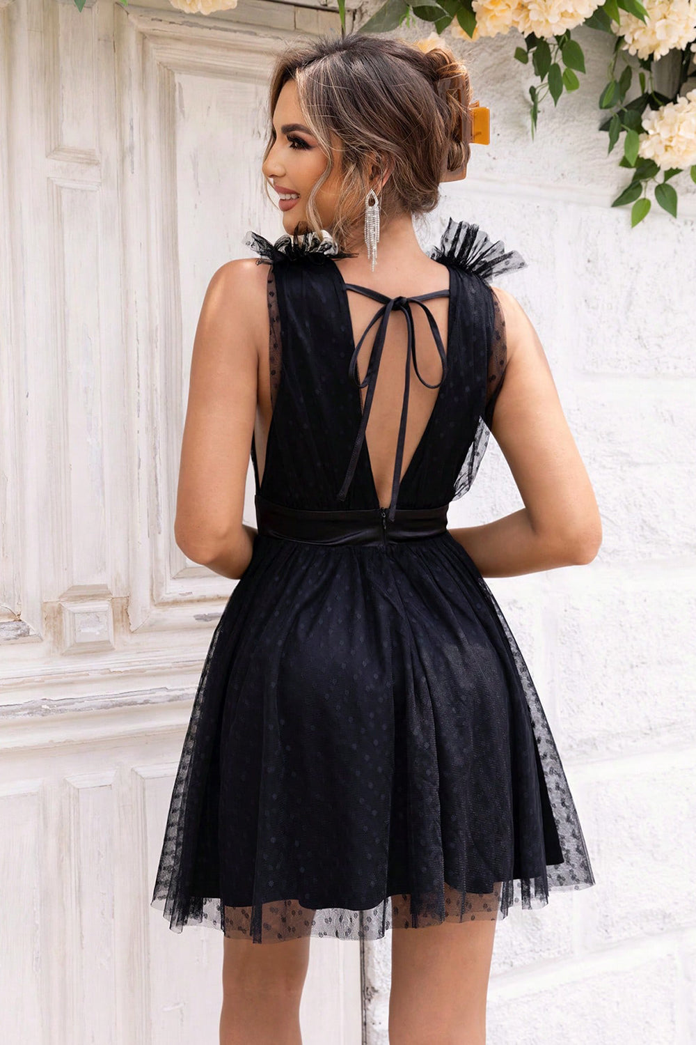 Open Back Sleeveless Mesh Dress BLUE ZONE PLANET