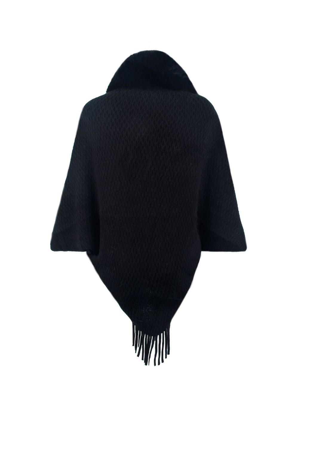 Open Front Fringe Hem Poncho BLUE ZONE PLANET