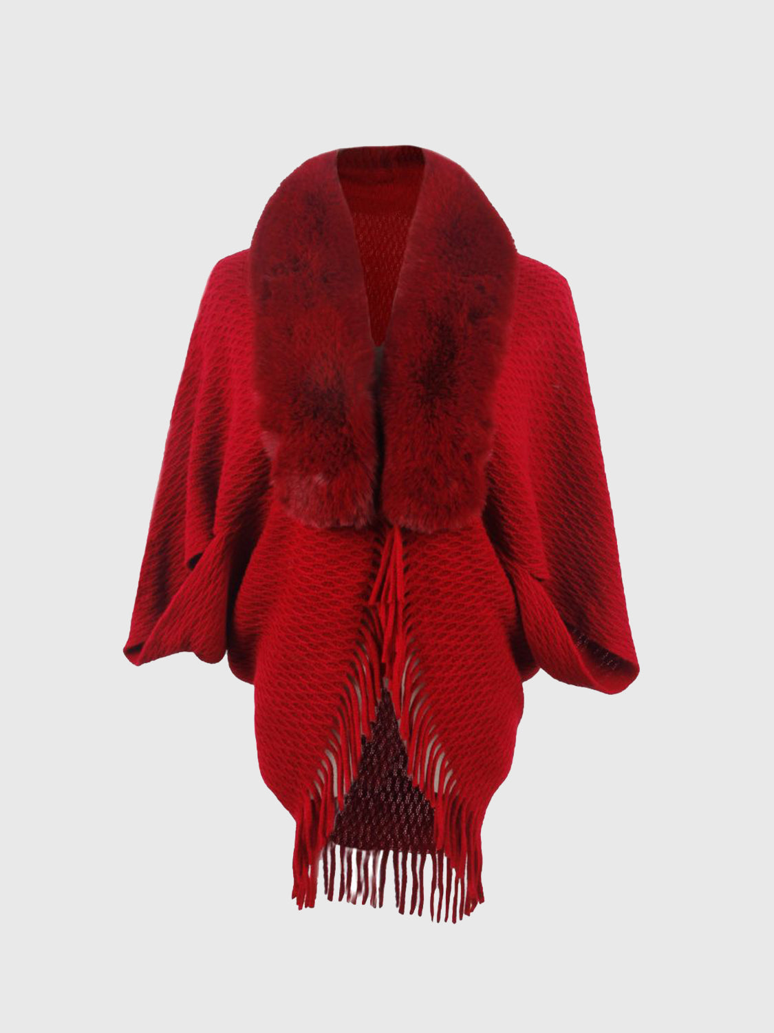 Open Front Fringe Hem Poncho BLUE ZONE PLANET