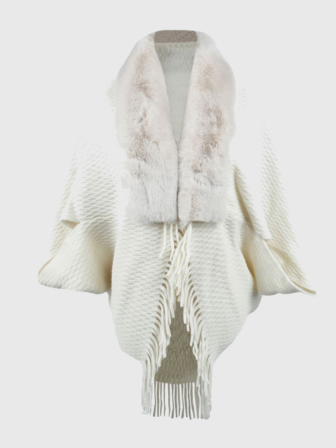 Open Front Fringe Hem Poncho BLUE ZONE PLANET