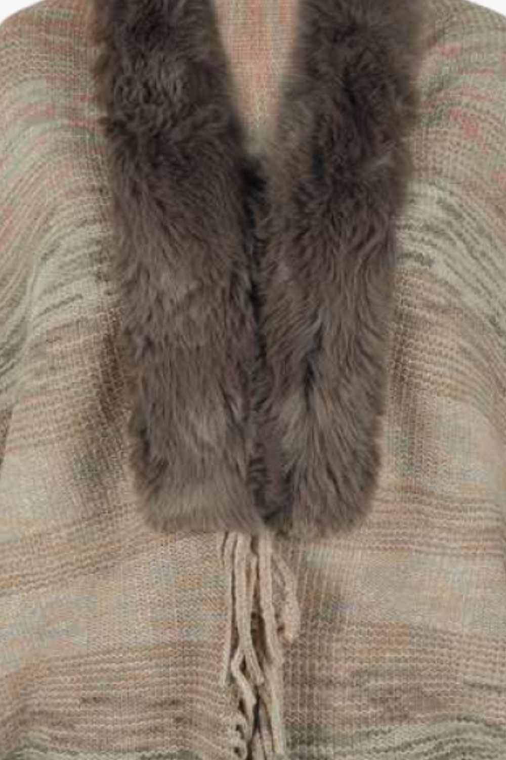 Open Front Fringe Hem Poncho BLUE ZONE PLANET