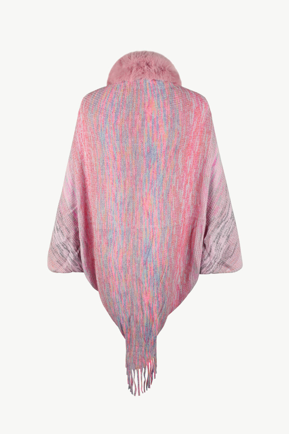 Open Front Fringe Hem Poncho BLUE ZONE PLANET