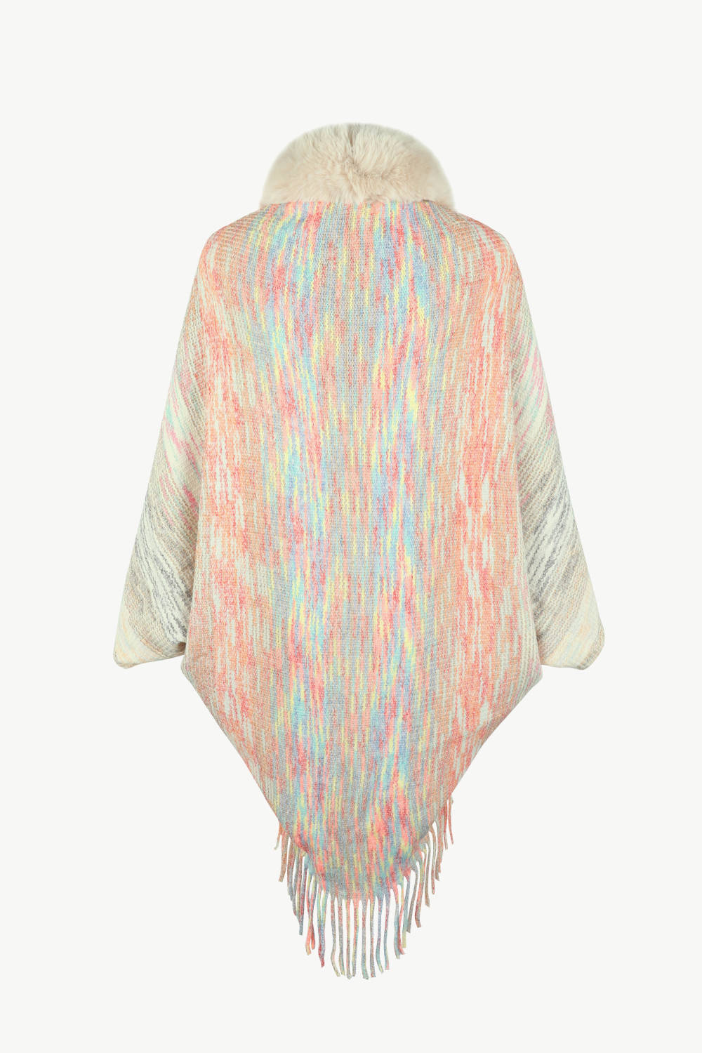 Open Front Fringe Hem Poncho BLUE ZONE PLANET