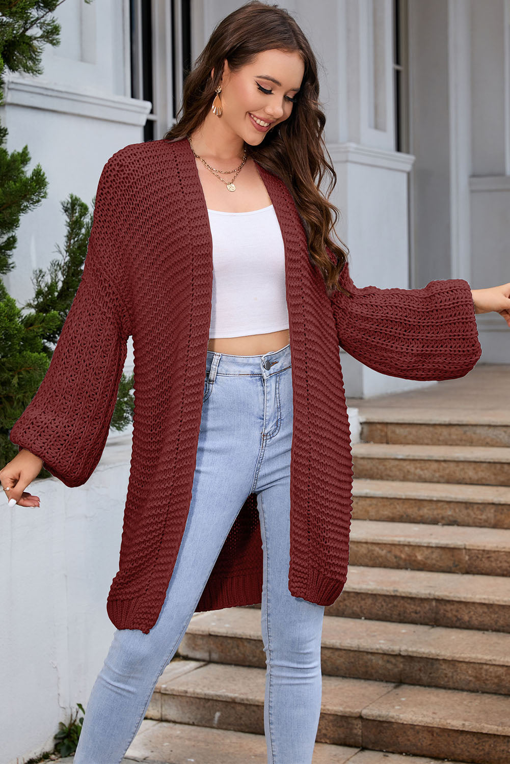 Open Front Longline Cardigan BLUE ZONE PLANET