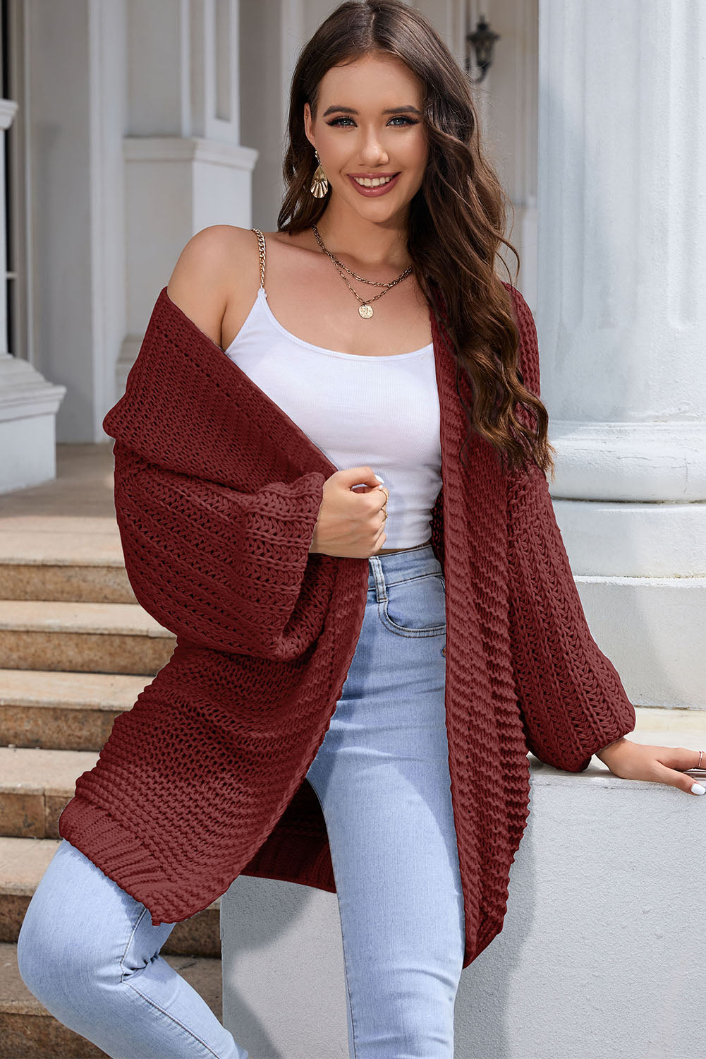 Open Front Longline Cardigan BLUE ZONE PLANET