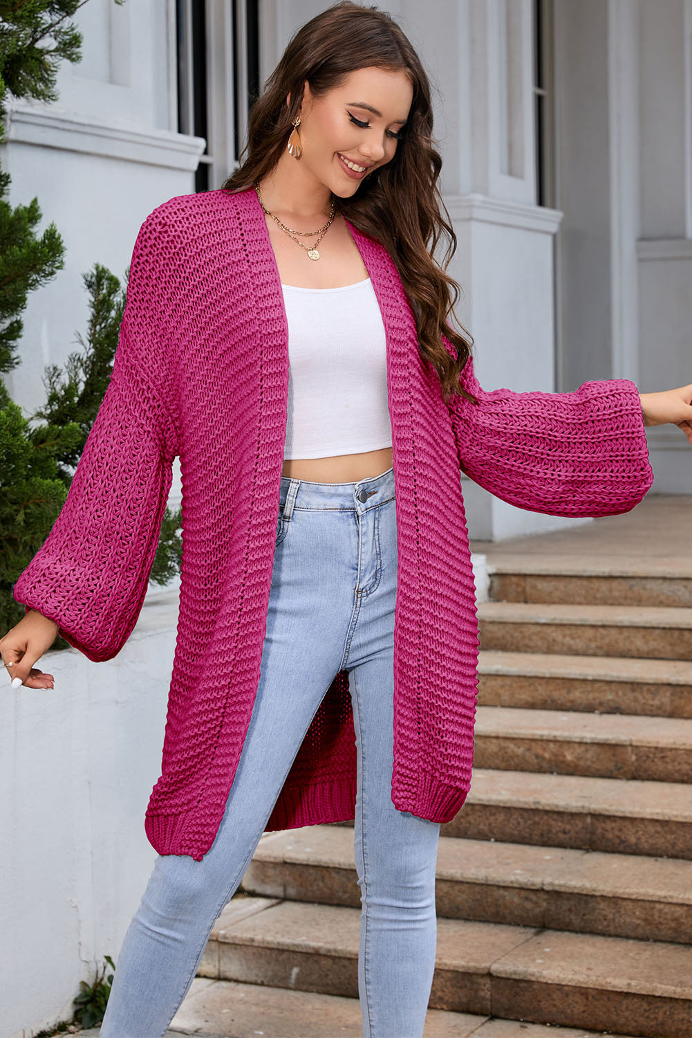 Open Front Longline Cardigan BLUE ZONE PLANET