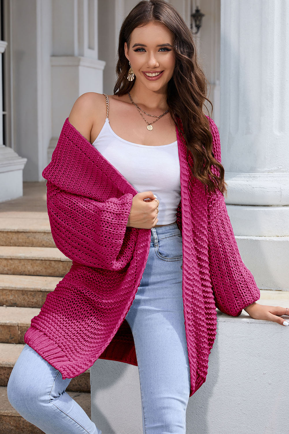 Open Front Longline Cardigan BLUE ZONE PLANET