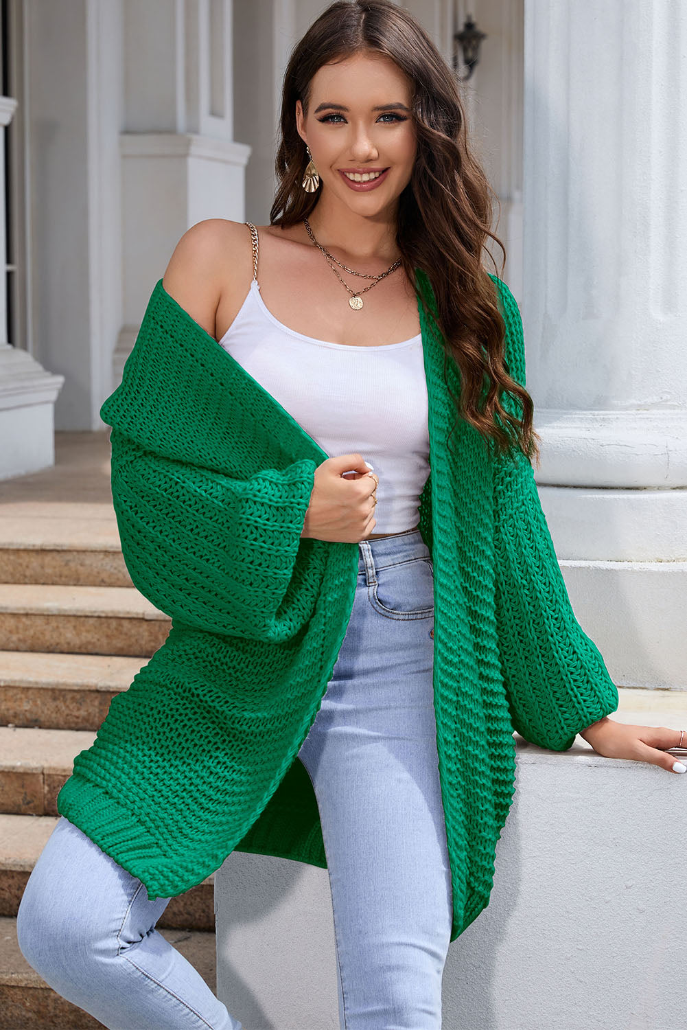 Open Front Longline Cardigan BLUE ZONE PLANET