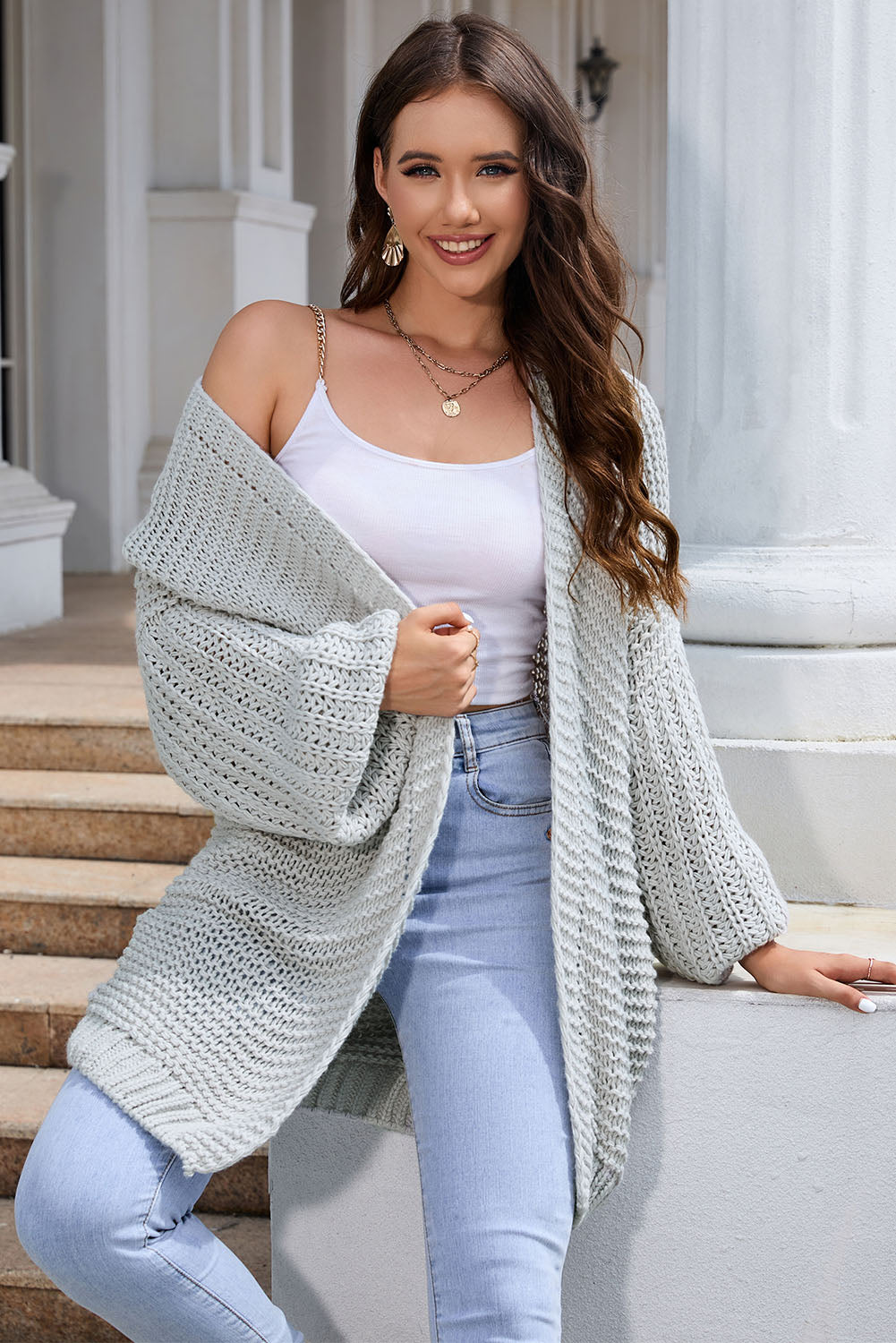 Open Front Longline Cardigan BLUE ZONE PLANET