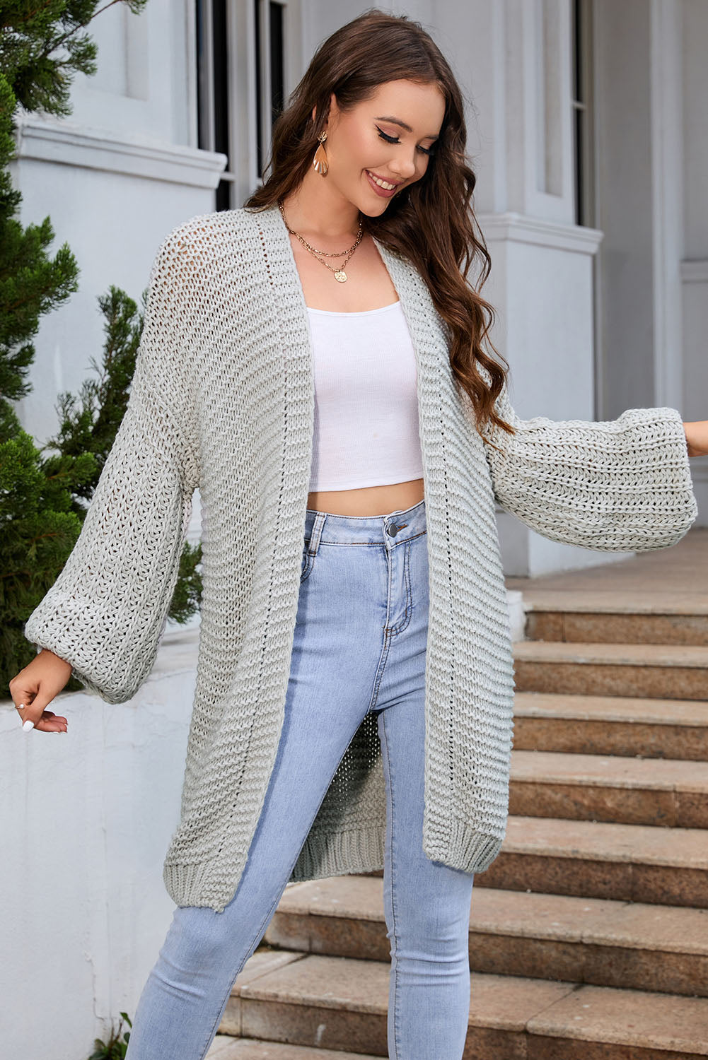 Open Front Longline Cardigan BLUE ZONE PLANET