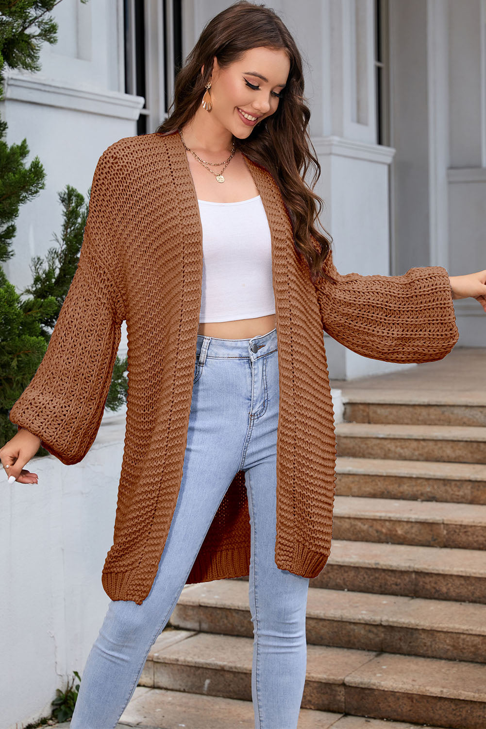 Open Front Longline Cardigan BLUE ZONE PLANET