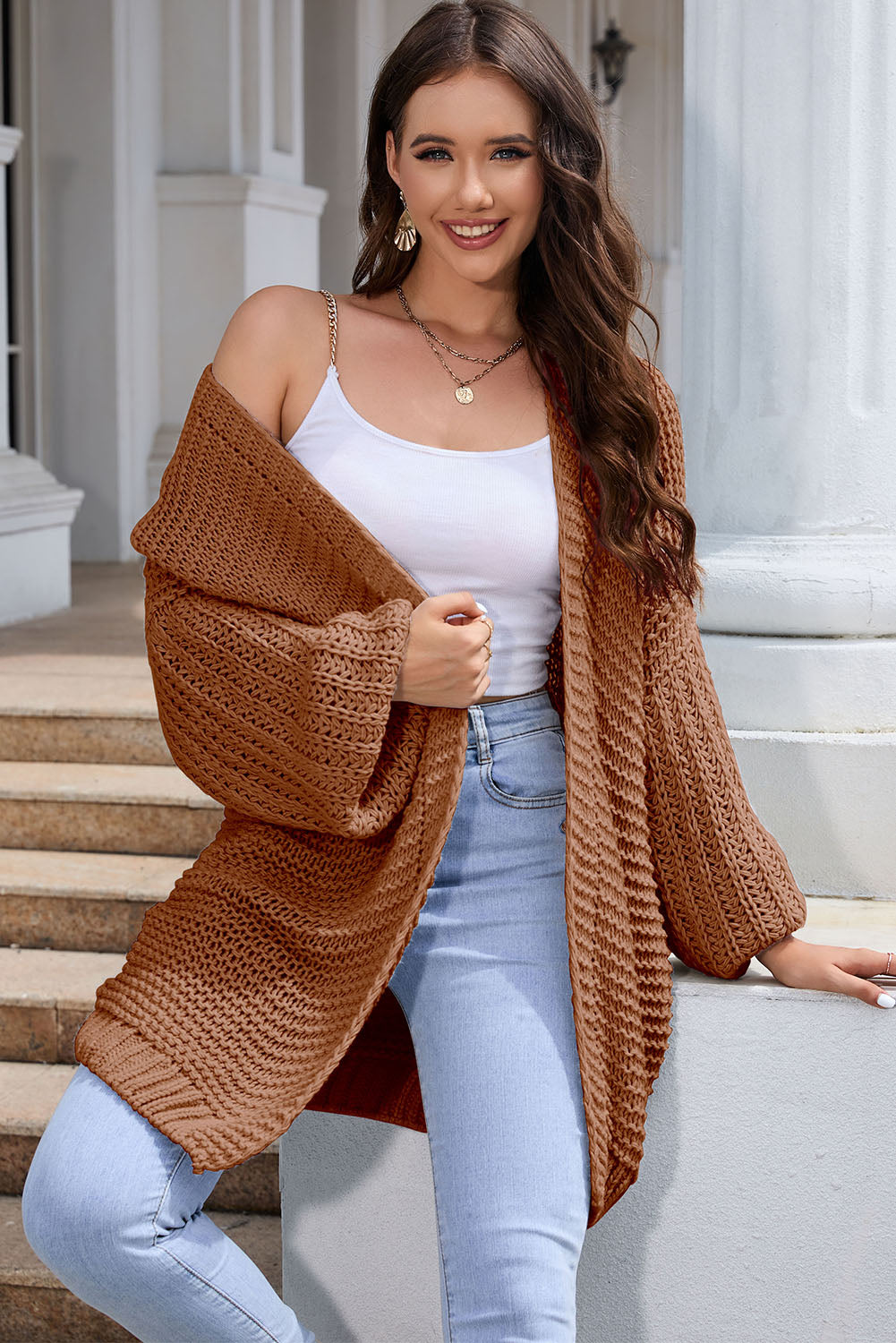 Open Front Longline Cardigan BLUE ZONE PLANET