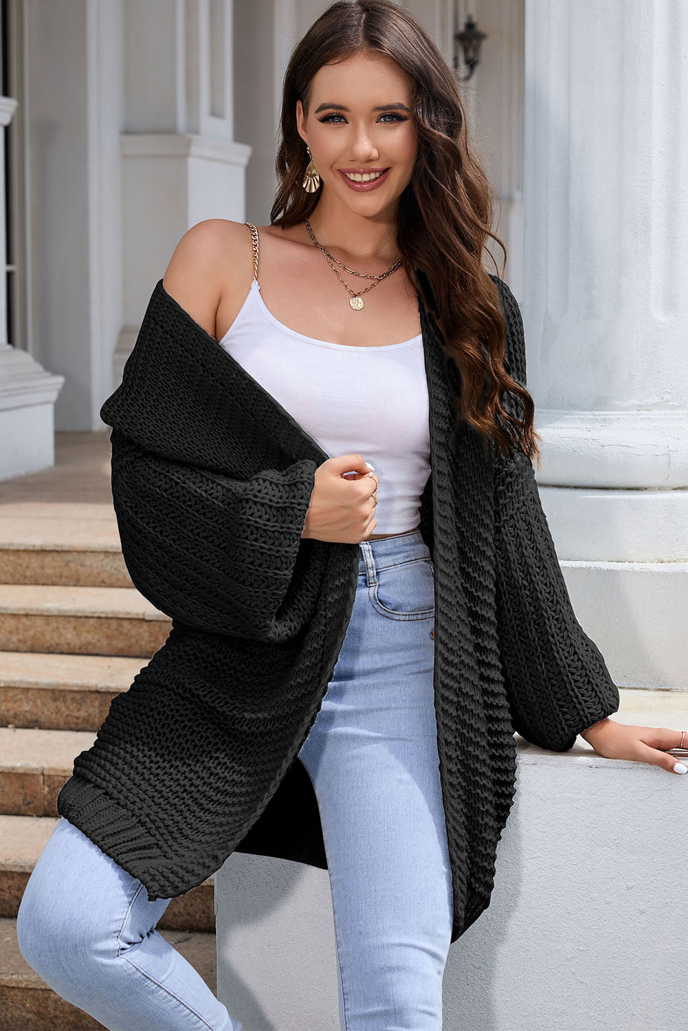 Open Front Longline Cardigan BLUE ZONE PLANET