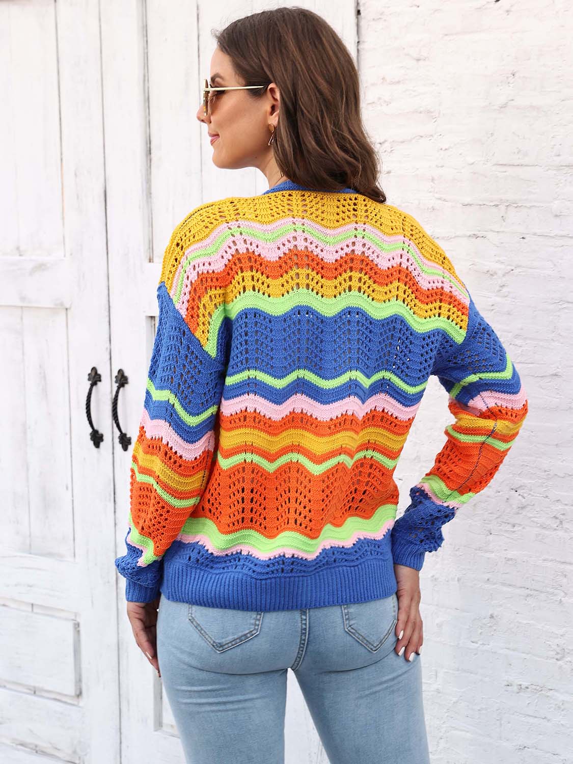 Open Front Openwork Cardigan BLUE ZONE PLANET