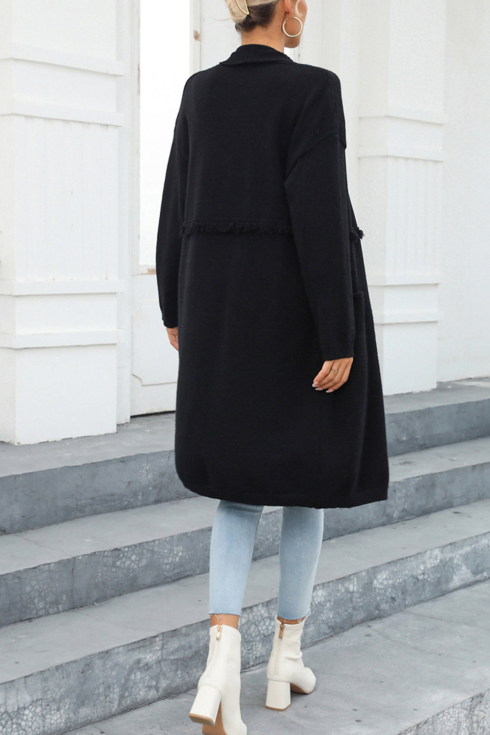 Open Front Pocketed Cardigan BLUE ZONE PLANET