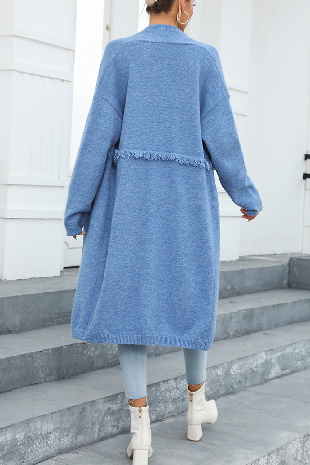 Open Front Pocketed Cardigan BLUE ZONE PLANET